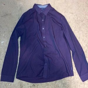 Striped Purple Mens Button-Up